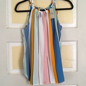Loft Candy Colored Rainbow Striped Top